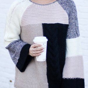 LOFT-modern patchwork multi color sweater